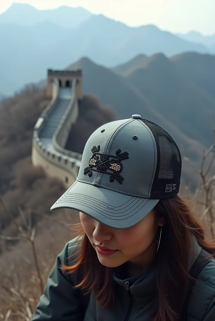 Baseball hat, Great Wall china, front side, embroidered