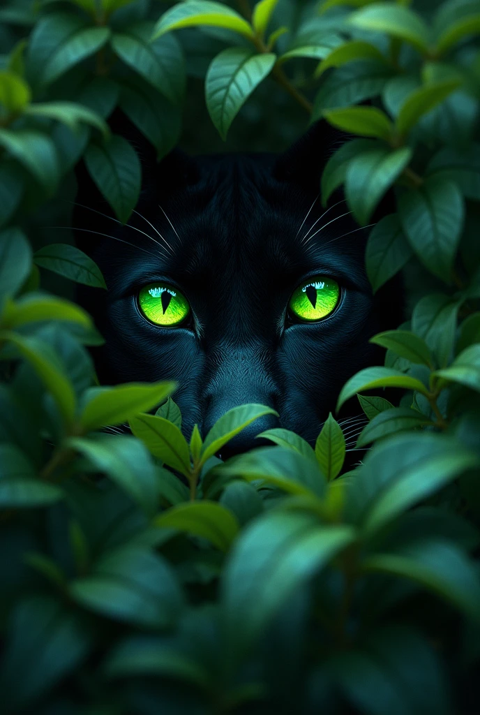 Green eyes looking out of a bush
