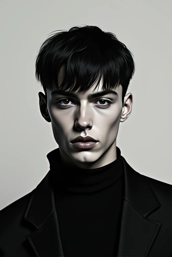Single man with diamond face and fringe hair