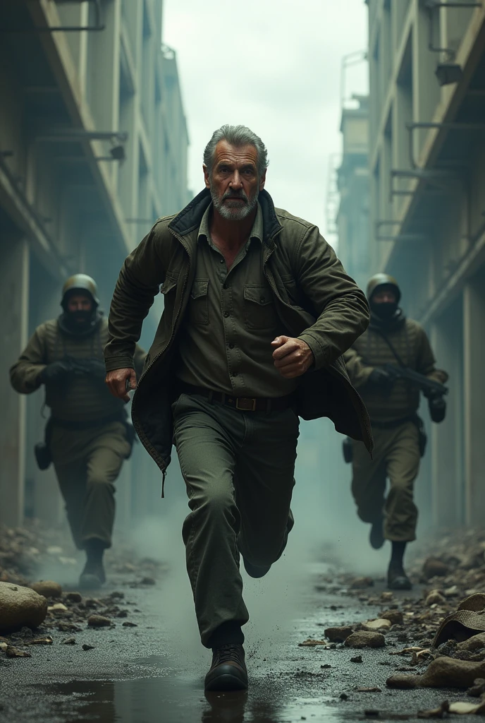 Man running away from caps