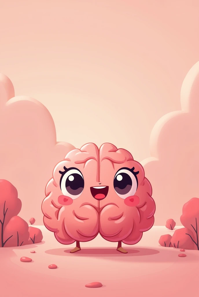 cute brain, cartoon pink background. brain is 
