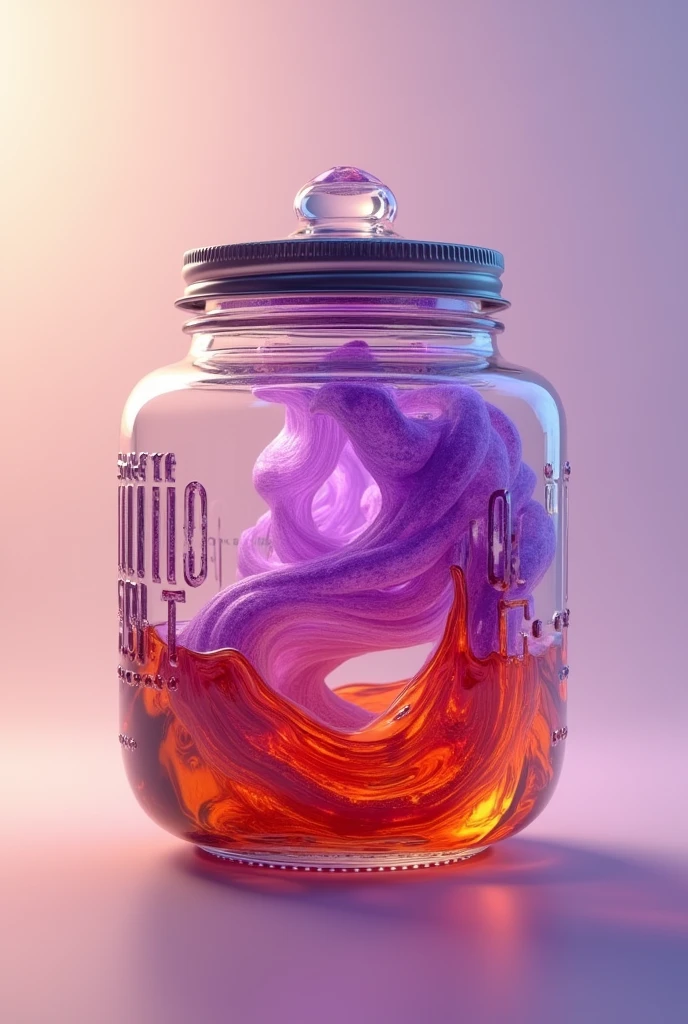Camera shaped jar with purple and orange liquid 2D rectangle
