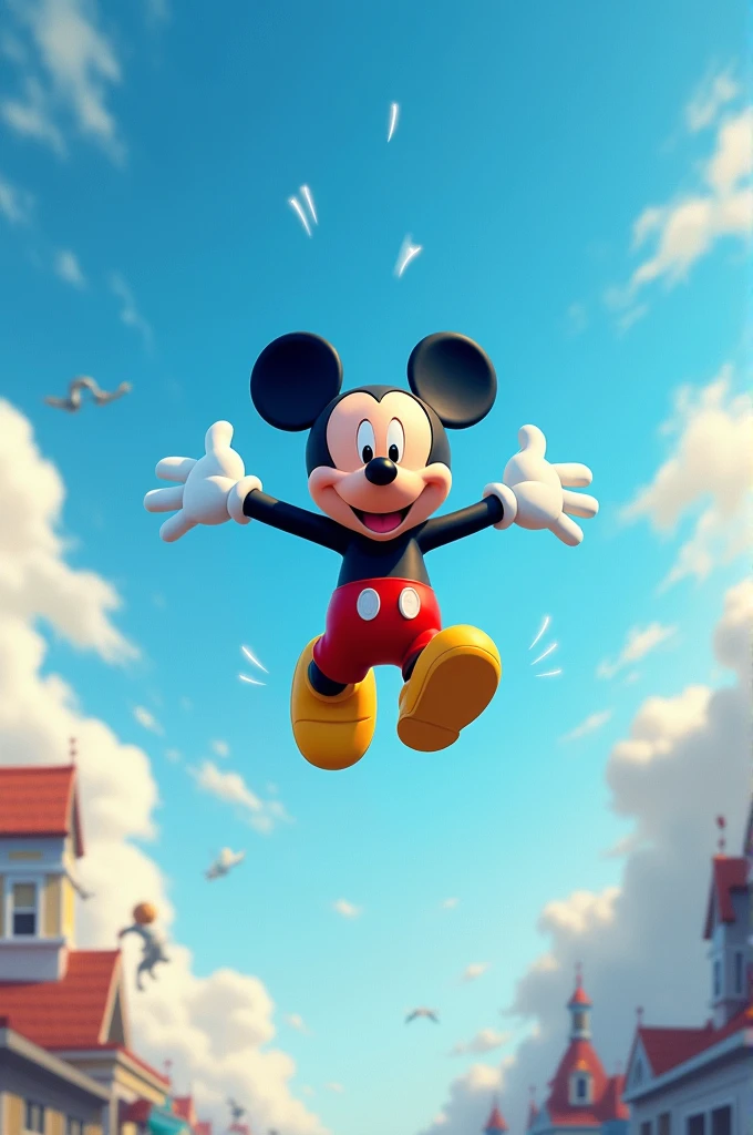 Mickey mouse starting to fly 
