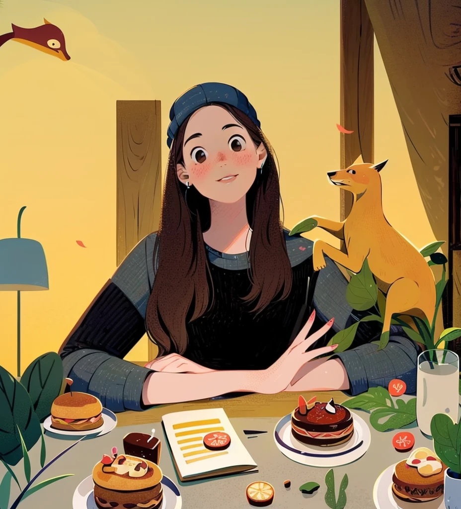 20 years old female, potrait, Illustration by Jon Klassen, irene red velvet