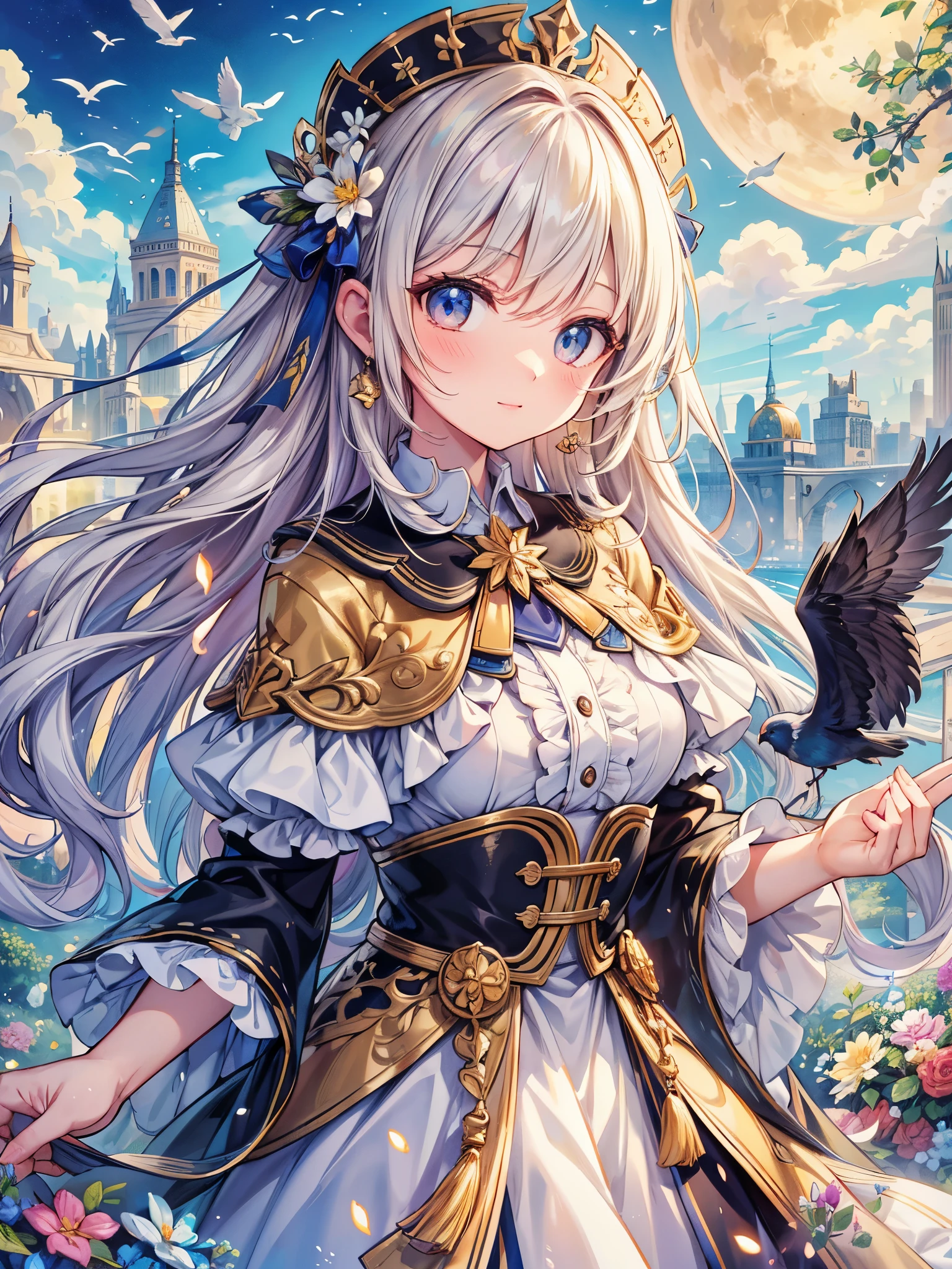 ((Highest quality)),(Ultra-high resolution),(Super detailed),(Detailed Description),((The best CG)),(masterpiece),Highly detailed art,(Art with precise detail:1.5), Like a little bird, Gentle Eyes, mutter, spring, Wind, Kindness, sun, Intensity, Amusement, Light steps, Looking Ahead, Adorable, crop, happiness