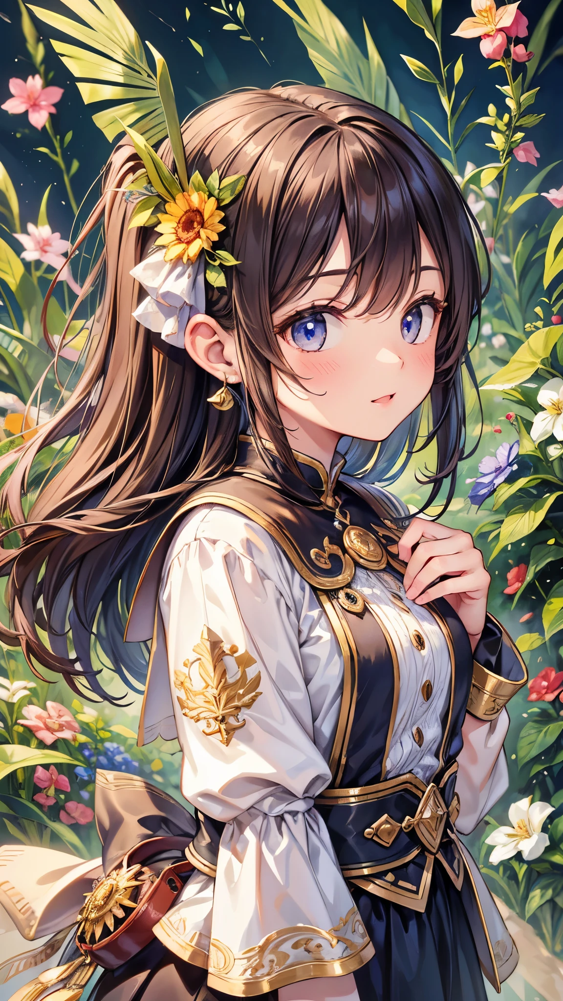 ((Highest quality)),(Ultra-high resolution),(Super detailed),(Detailed Description),((The best CG)),(masterpiece),Highly detailed art,(Art with precise detail:1.5), Like a little bird, Gentle Eyes, mutter, spring, Wind, Kindness, sun, Intensity, Amusement, Light steps, Looking Ahead, Adorable, crop, happiness