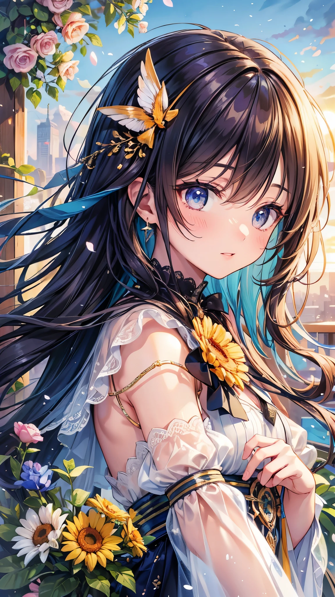((Highest quality)),(Ultra-high resolution),(Super detailed),(Detailed Description),((The best CG)),(masterpiece),Highly detailed art,(Art with precise detail:1.5), Like a little bird, Gentle Eyes, mutter, spring, Wind, Kindness, sun, Intensity, Amusement, Light steps, Looking Ahead, Adorable, crop, happiness