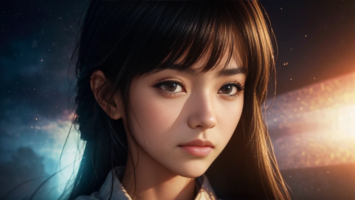Focus on the person. We create and express the best luminous composition of the person.. ((masterpiece)), (((of the highest quality)))), ((ultra detail)), (ultra realistic), (Very detailed CG illustrations, delicate and beautiful), Girls as masterpieces, of the highest quality, Realistic skin, realistic fabrics, Realistic girl-centric illustrations with highly detailed, realistic eyes in the center front. This is the absolute rule, and the next sentence expresses the quality of the image.. It is the greatest masterpiece in the history of Inuitsuki Ichigo&#39;s class.., in which the owner of the greatest pictorial talent in the history of humanity experienced incomparable beauty and risked his life to represent the most beautiful figure. Create stunning anime artwork that is currently trending on seaStation, displaying exquisite beauty and captivating aesthetics. Imagine a scene where a Japanese high school girl, with a youthful face and clear eyes, is lying on a grassy hill under a starry sky in the world of "Princess Mononoke". The grass rustles softly in the wind., the sound of nature providing a relaxing soundtrack. Her dynamite body and finely textured skin shine under the moonlight.. Your clothes and accessories., Realistically depicted, change according to fabric material. The stars shine in the sky, Adding a touch of realism to the scene. This image captures a miraculous moment in his life as he bravely lives in this different world.. The image must be hyperrealistic., Very detailed, and in high resolution 16k. Use a Sony Alpha 1 mirrorless camera with a Sony FE 24-105mm f/Lente 4G OSS. Set the ISO sensitivity to 32,000 and shutter speed at 1/125 seconds. The image must be framed in such a way that the girl is in the center., with the vast starry sky above and the hills of "Princess Mononoke" In the background.
