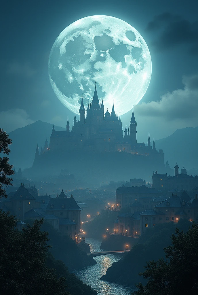 A moon centered over a kingdom