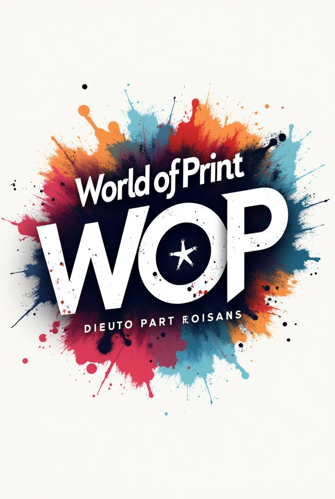 Create an image that serves as a company logo. I want this logo to have the letters WOP and something illustrative regarding your business idea., which consists of the sale of printed sweaters and also providing the printing service, Under the acronym WOP you can place the phrase, since these acronyms mean: world of print. It integrates ideas and gives a worthy image for a business logo that covers everything mentioned above.