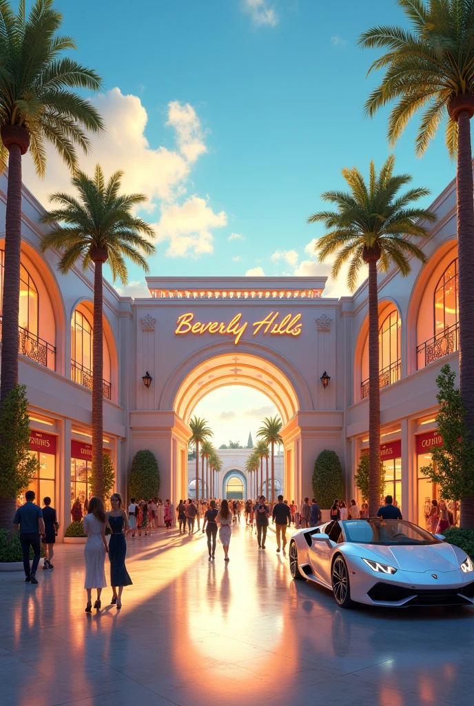 create a thumbnail of a mall in beverly hills for youtube shorts