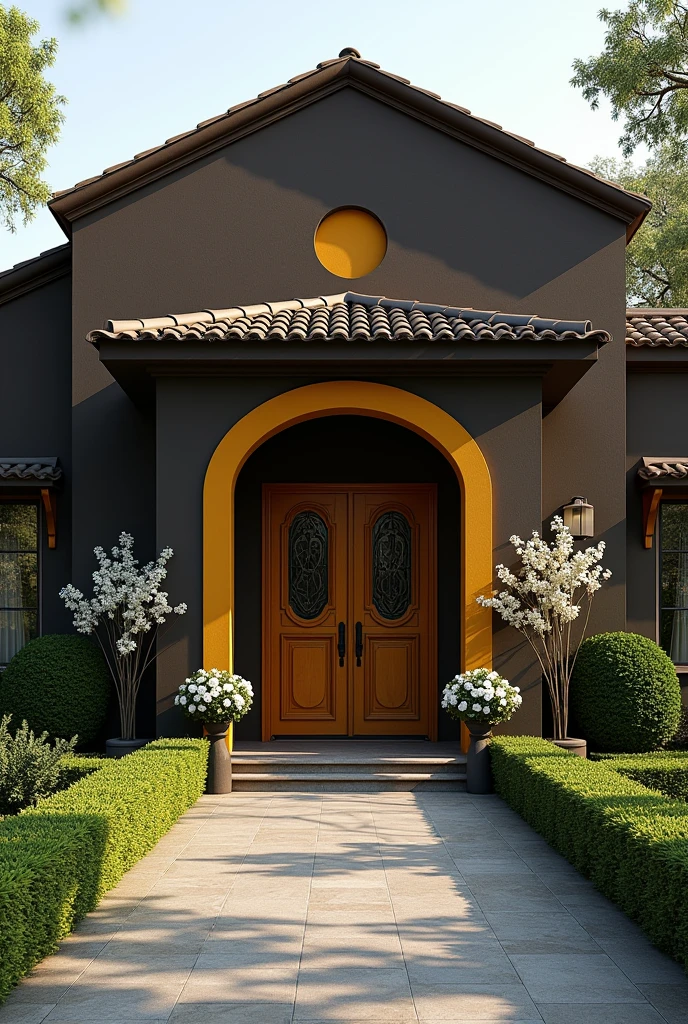 Create an image for a company, in this case a funeral home, Los Rosales cemetery, where it is a striking business image that has dark brown yellow and white colors, if you can add flowers.