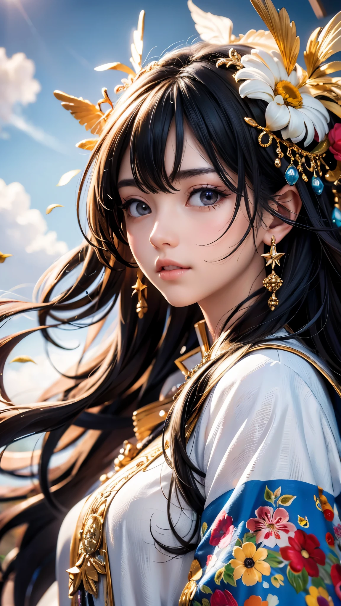 ((Highest quality)),(Ultra-high resolution),(Super detailed),(Detailed Description),((The best CG)),(masterpiece),Highly detailed art,(Art with precise detail:1.5), Like a little bird, Gentle Eyes, mutter, spring, Wind, Kindness, sun, Intensity, Amusement, Light steps, Looking Ahead, Adorable, crop, happiness