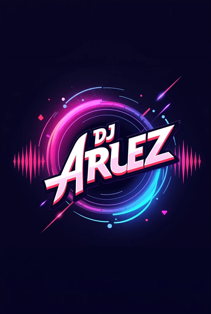 A logo of the word dj "DJ ARLEZ" , with colors and sound shapes