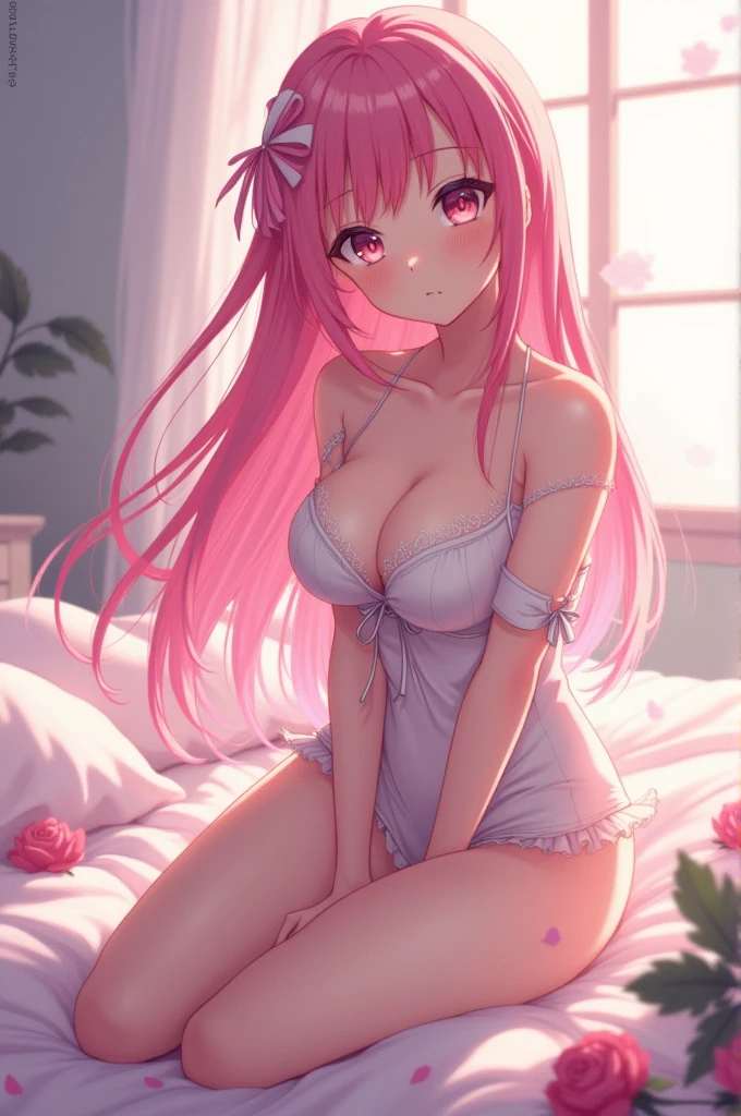 nsfw anime girl sexy pretty pink hair feet out