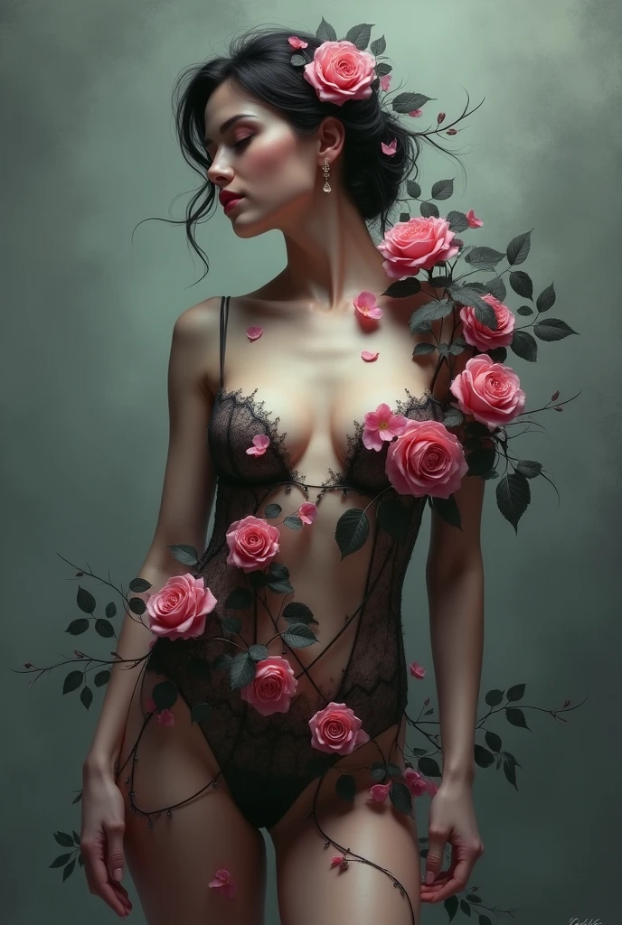 official art, unity 8k wallpaper, ultra detailed, beautiful and aesthetic, masterpiece, best quality, (zentangle, mandala, tangle, entangle), (fractal art:1.3) , 1girl, red flowers, extremely detailed, dynamic angle, cowboyshot, the most beautiful form of chaos, elegant, a brutalist designed, vivid colours, romanticism, by james jean, roby dwi antono, ross tran, francis bacon, michal mraz, adrian ghenie, petra cortright, gerhard richter, takato yamamoto, ashley wood, atmospheric