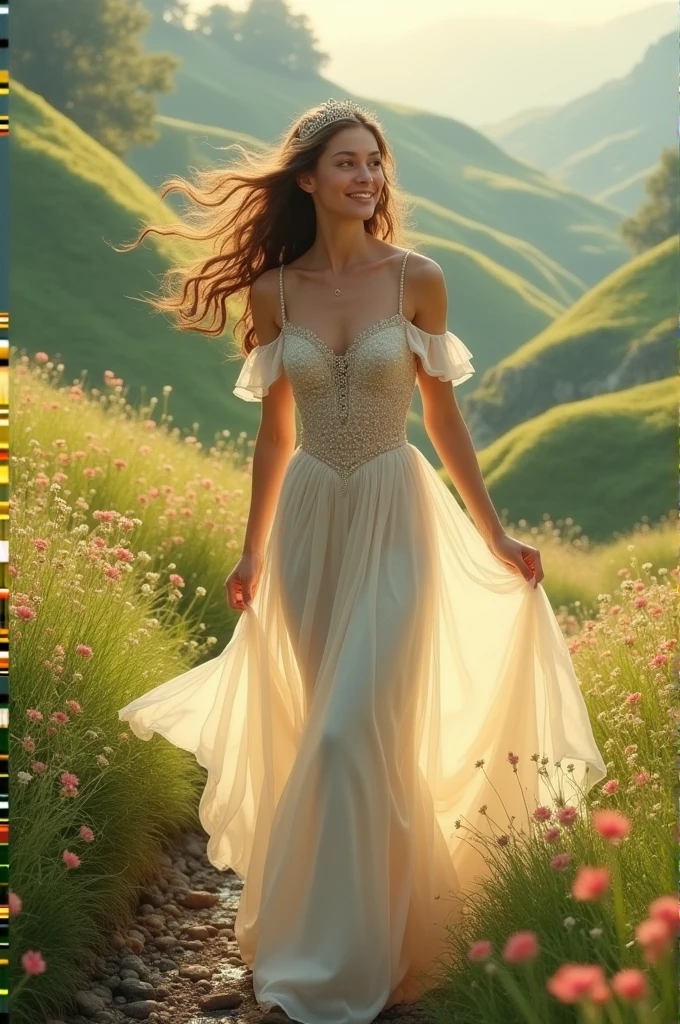 In a land there was a beautiful princess, she always walked happily.