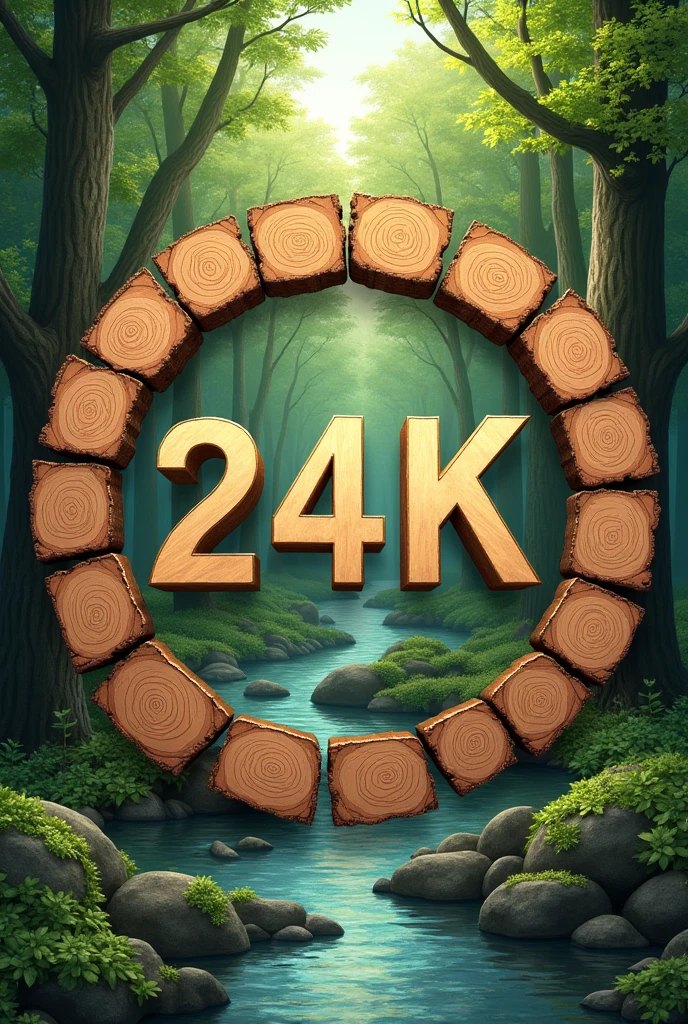 Make a poster with backround with and some cuted
woods in side of the poster.middle write '24K' in target font