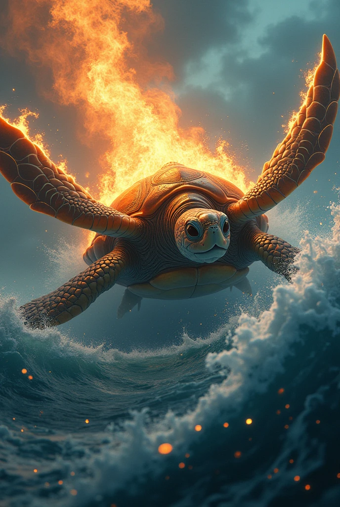 Fire sea turtle god everything so cool
