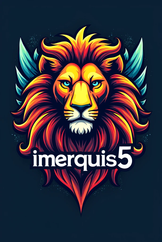 I want to create a logo with the name IMERQUIS5 and with a lion and with colored football designs
