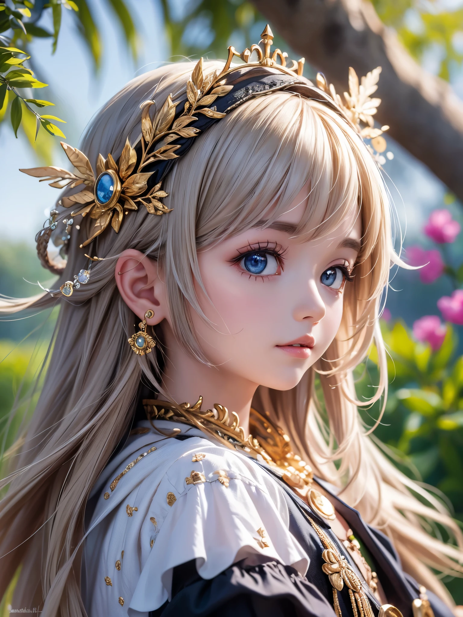 ((Highest quality)),(Ultra-high resolution),(Super detailed),(Detailed Description),((The best CG)),(masterpiece),Highly detailed art,(Art with precise detail:1.5), Like a little bird, Gentle Eyes, mutter, spring, Wind, Kindness, sun, Intensity, Amusement, Light steps, Looking Ahead, Adorable, crop, happiness