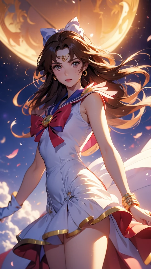 Woman, adult, large breasts, Sailor moon cosmos, sailor moon cosmos dress, brown hair