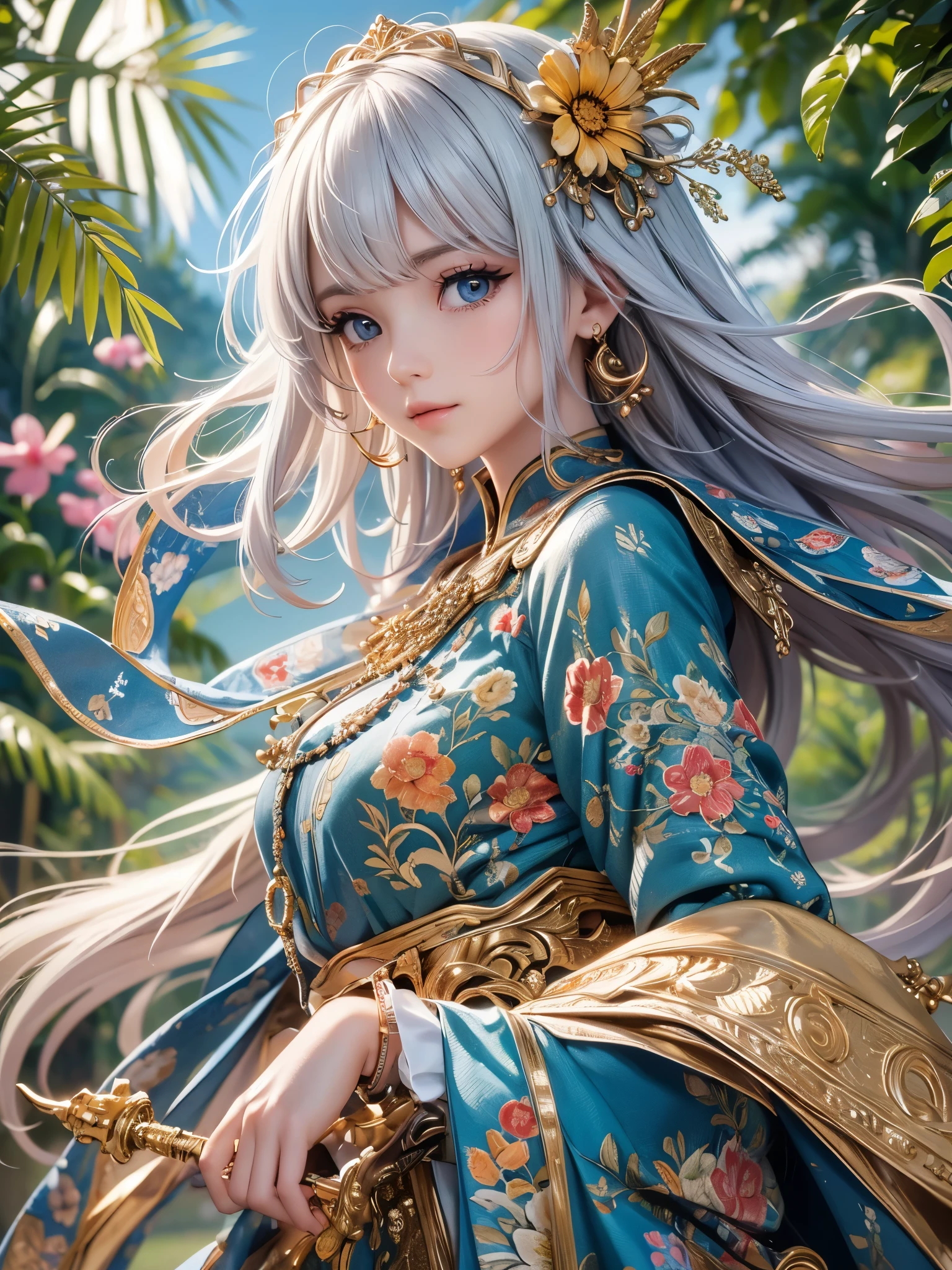 ((Highest quality)),(Ultra-high resolution),(Super detailed),(Detailed Description),((The best CG)),(masterpiece),Highly detailed art,(Art with precise detail:1.5), Like a little bird, Gentle Eyes, mutter, spring, Wind, Kindness, sun, Intensity, Amusement, Light steps, Looking Ahead, Adorable, crop, happiness