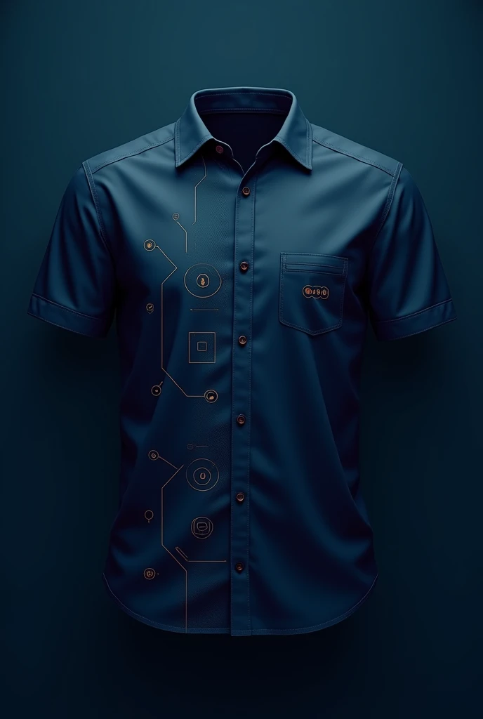A dark blue shirt with the theme of education and technology and with more details on the pedagogical theme