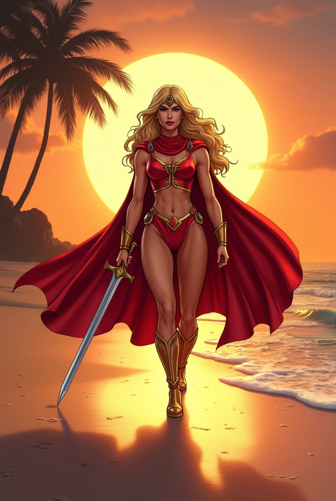 Poderosa y salvaje guerrera cocodrilo rubia musculosa
