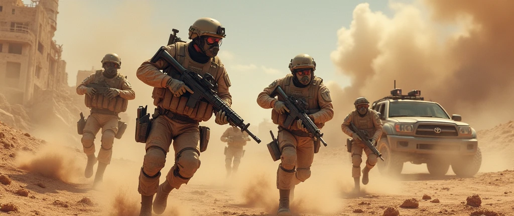 I created something random, more with modern war theme, that take place in the destroyed desert