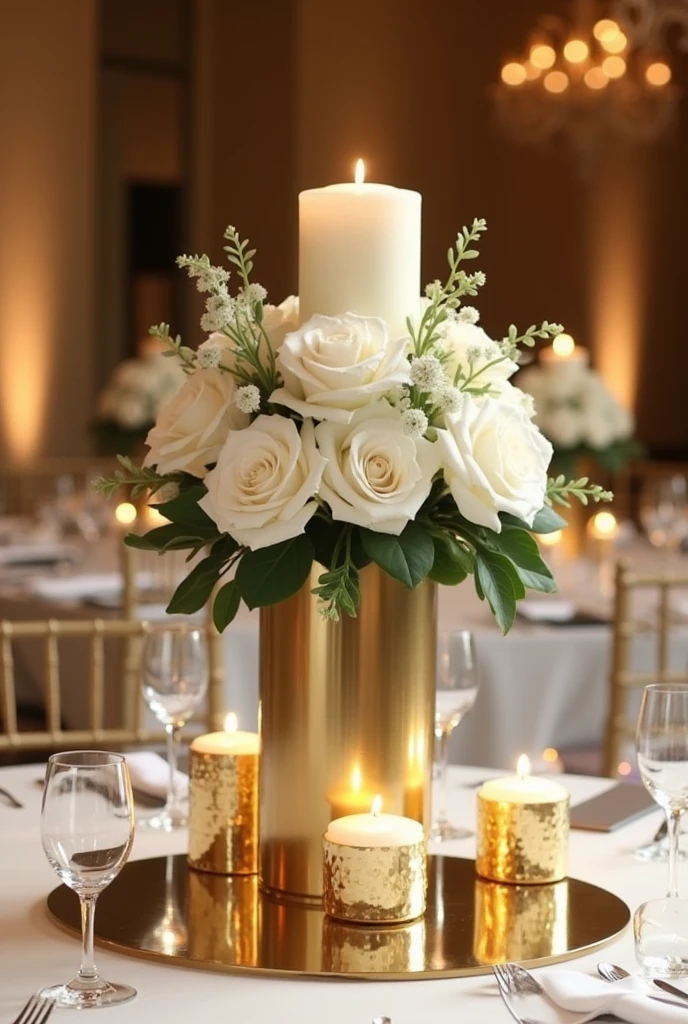 Gold and white birthday decoration centerpieces for 80 year old man