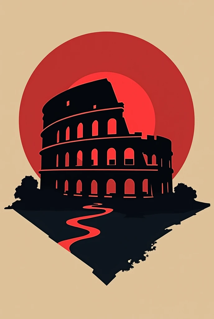 A simple Roman-themed logo with a bit of a black and red Colosseum element