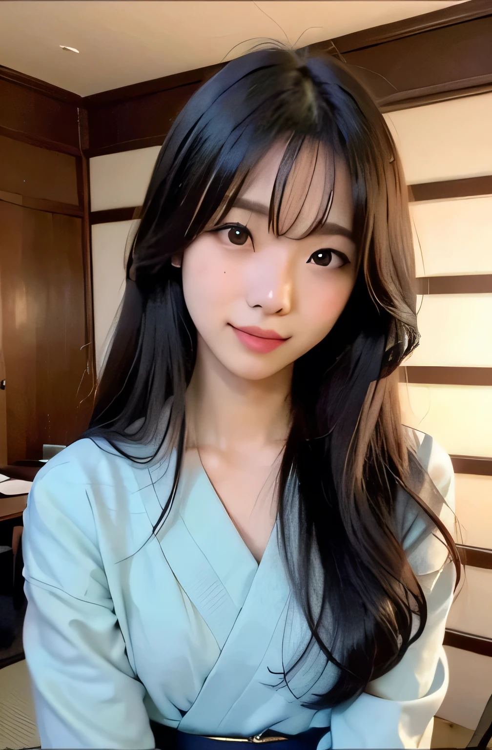 japan room morning long hair positive photo
