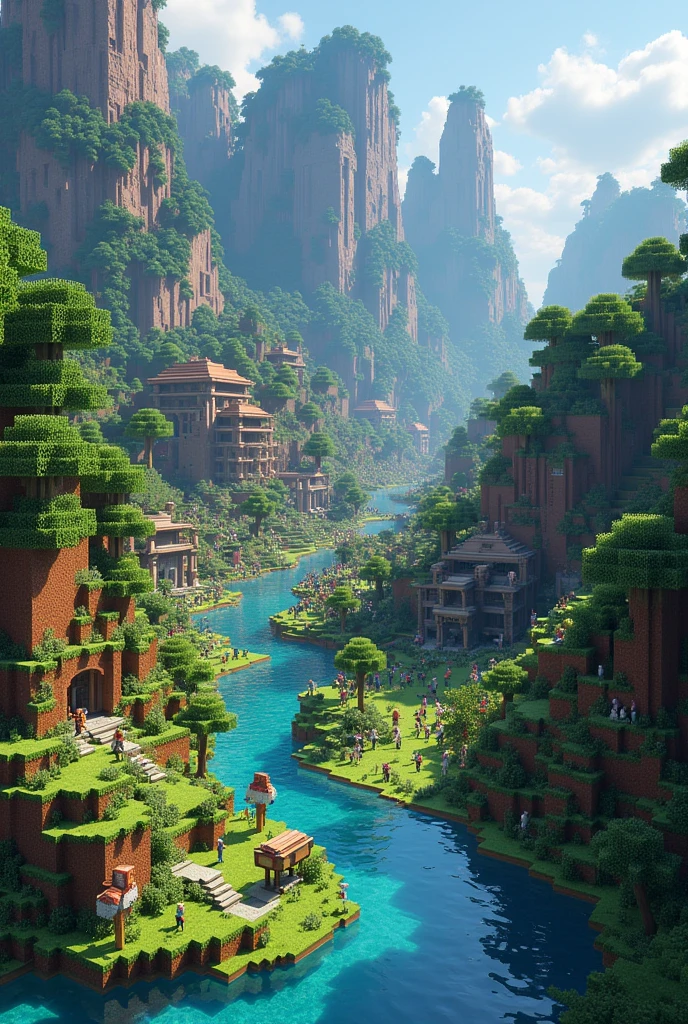 Create an area that is populated by people in Minecraft and it is a server