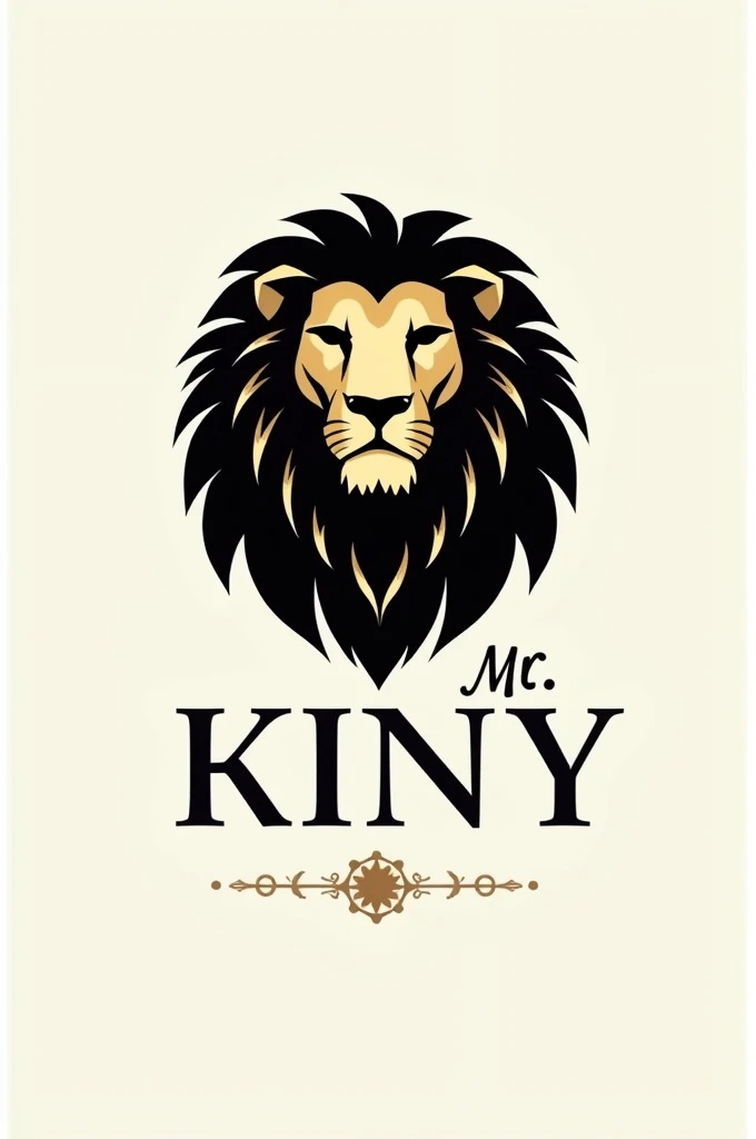 Creer un logo en noir et or an form lion sous le non MR KINY