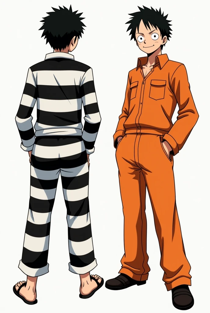 Monkey D. Luffy in prison uniform long sleeve black and white stripes Original anime One Piece and Monkey D. .... Luffy in orange long sleeve prison uniform Original anime One Piece
