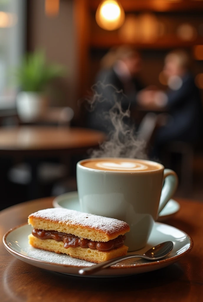 A beautiful Asian girl in a hijab wearing a black white maid outfit is serving an old man in a cafe And coffee spilled on her chest 