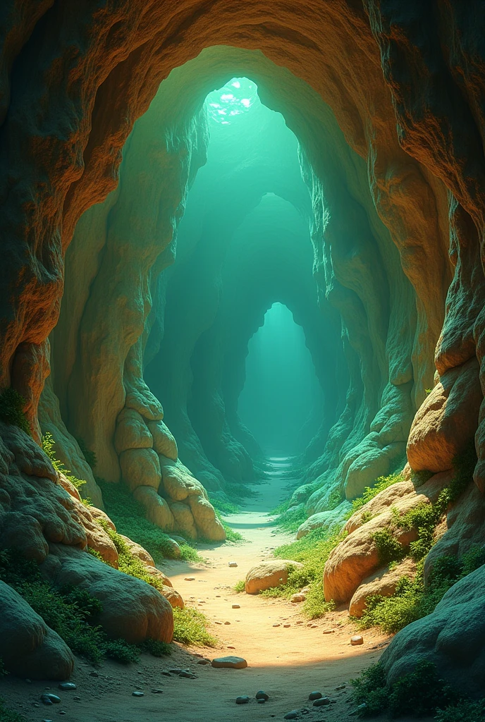 generates an animated cave with green and brown color