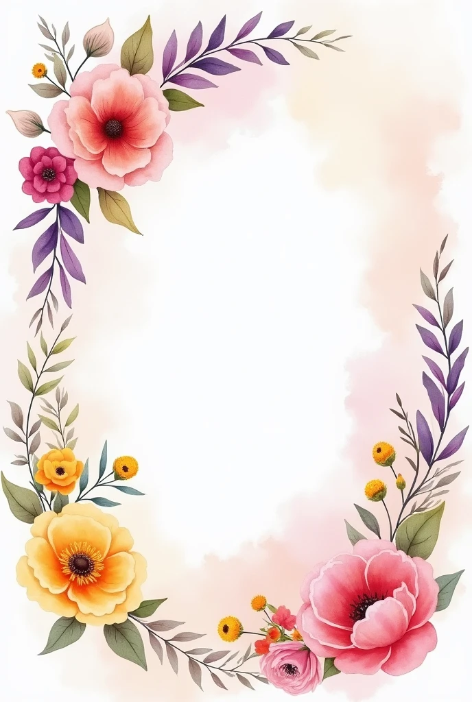 Watercolor flower frame
