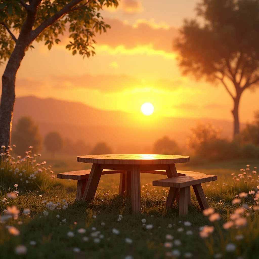 coffee,table,bench,sunset,daisies
