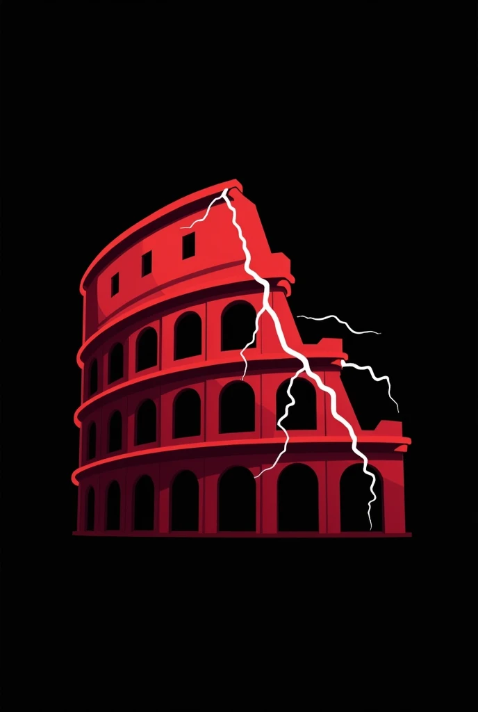 A simple Roman themed logo with a bit of a black and red Colosseum element and a bit of lightning