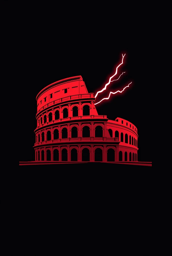 A simple Roman themed logo with a bit of a black and red Colosseum element and a bit of lightning