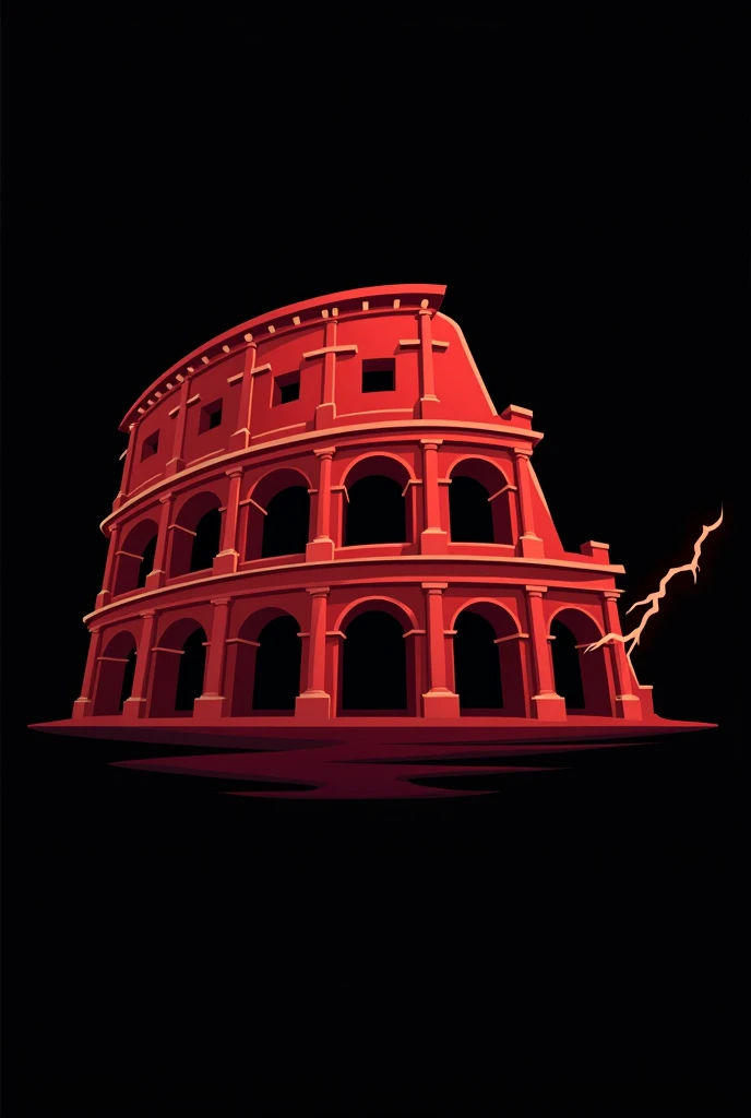 A simple Roman themed logo with a bit of a black and red Colosseum element and a bit of lightning