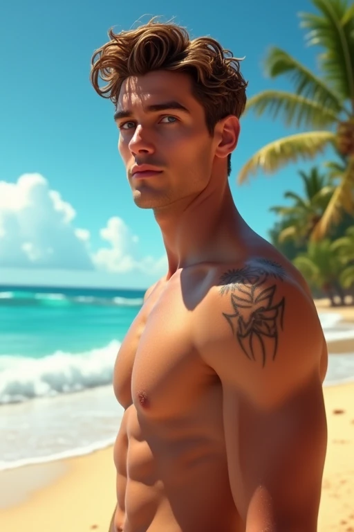 Handsome 25 year old man at the beach