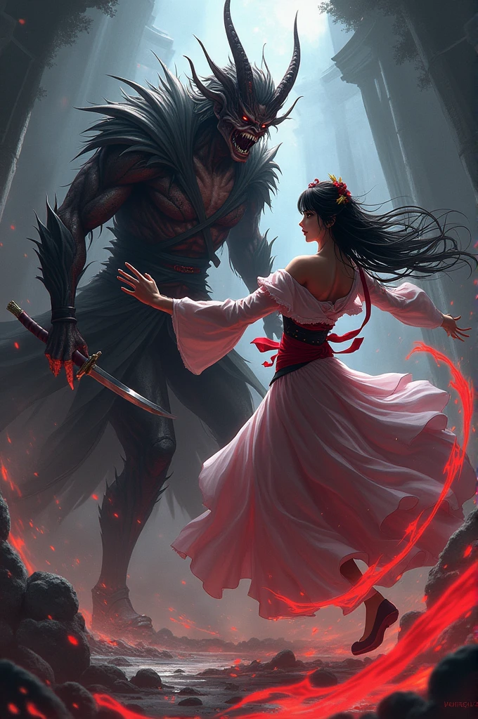 Demon slayer male Douma and female mitsuri