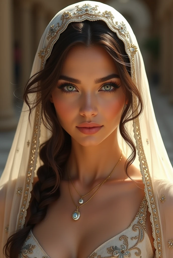 Gorgeous woman, Arabic dress , Blue eyes