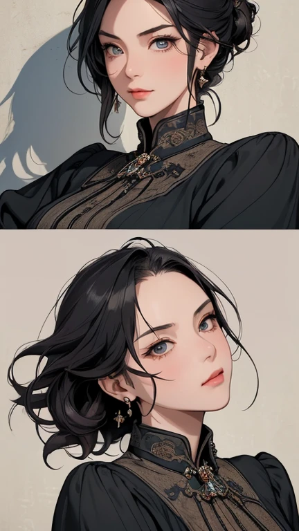 (masterpiece:1.3), (Confused:1.3), (Highest quality:1.3),(Perfect Anatomy),(Detailed face),steampunk, Victorian era,Hongkong,Kowloon,Horizontal Angle,hand,((View your viewers)), (Very detailed:1.3),(Best Shadow:0.7), alone,One middle-aged woman in her 50s,Demon slayer,exorcist,(Processed hair), 髪をbehind引っ張る,Beautiful Eyes, Beautiful Eyes, One mature woman,alone, Are standing, Crystal Earrings,Closed_mouth, arm_behind_return,Outdoor rest, intimidating pose,Cowboy Shot