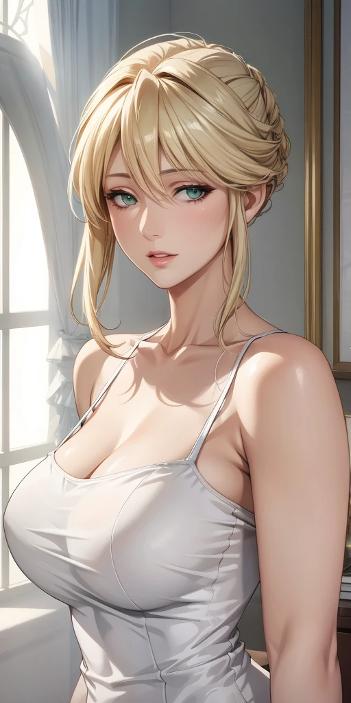 Anime cg, Elegant mature female, tank top, soft light, 4k resolution, high quality, beautiful cg,