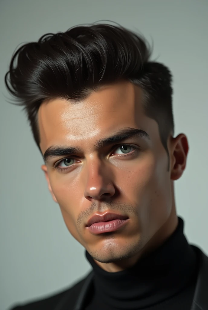 Single man with diamond face shape and Pompadour hairstyle