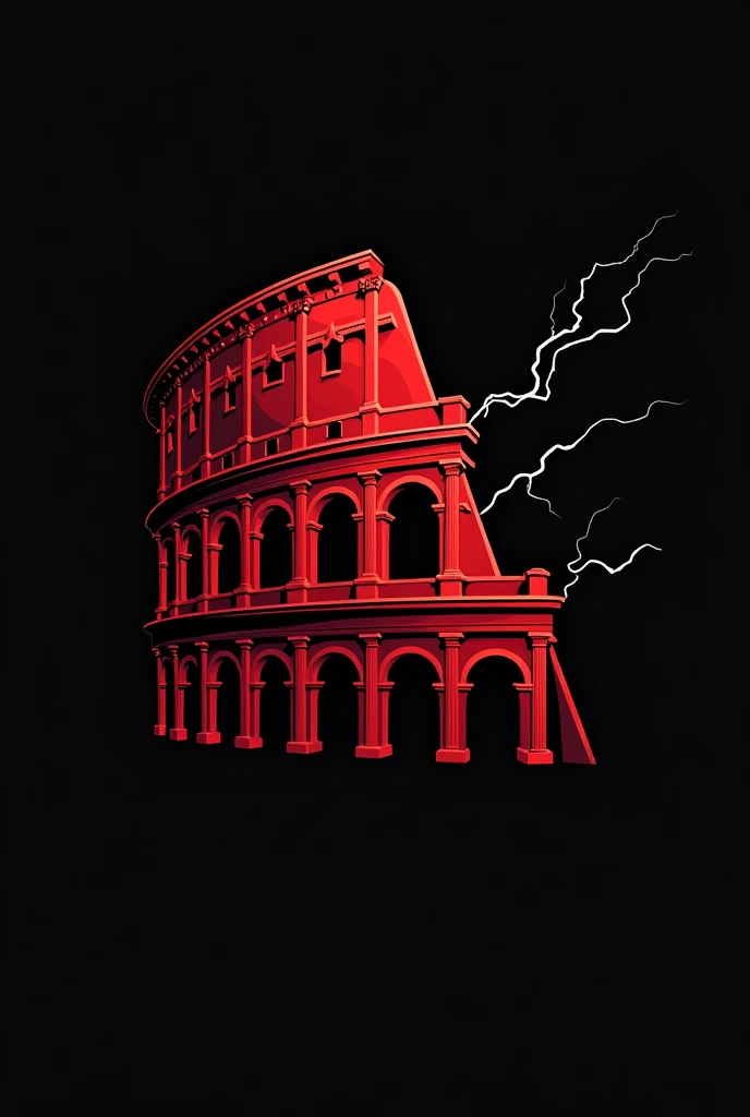 A simple Roman themed logo with a bit of a black and red Colosseum element and a bit of lightning